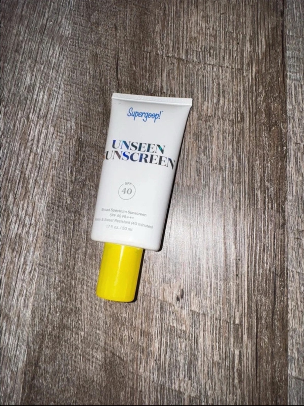 Supergoop! Unseen Sunscreen SPF 40 – White Tube with Yellow Cap